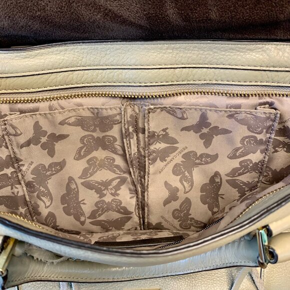 REBECCA MINKOFF Colorblock Chevron Satchel Big Regan Handbag Leather Purse Bag - Picture 7 of 14